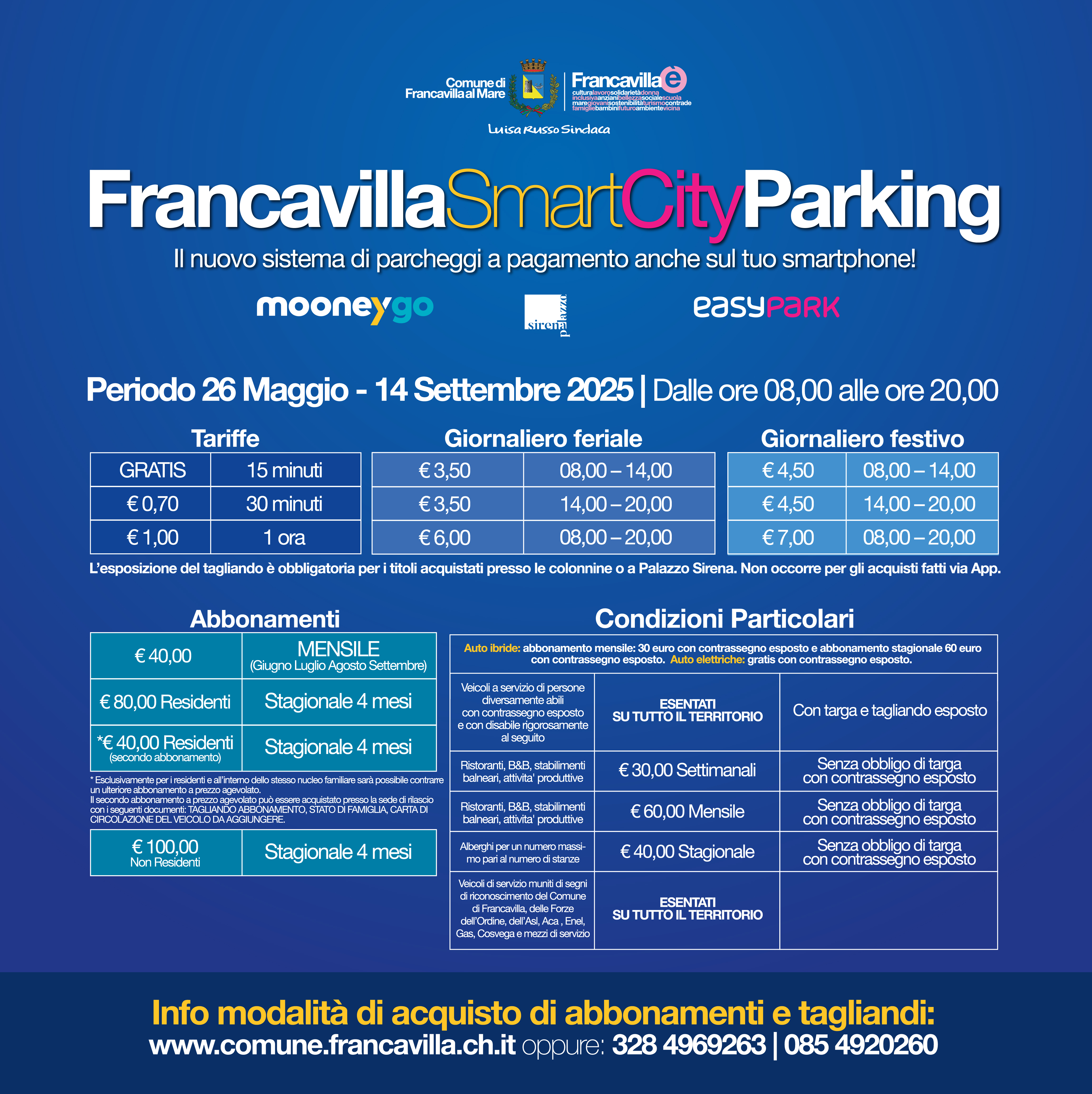 Avviso - Attivi i parcheggi a pagamento dal 26 maggio al 14 settembre 2025.-